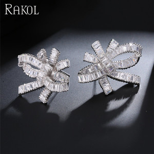 RAKOL EP366 <span class=keywords><strong>Orecchini</strong></span> da Sposa alla Moda in Cristallo Placcati Oro <span class=keywords><strong>Rosa</strong></span> con Design a Fiocco in Rame Placcato Oro Certificati - Product Image 6