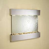 Fontaine murale d'eau intérieure en verre miroir avec lumière LED, décoration murale, cascade murale