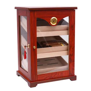 批发大木雪茄雪茄盒与吸湿性玻璃显示古巴雪茄柜案例盒
