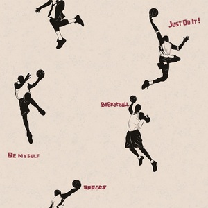 <span class=keywords><strong>Papier</strong></span> <span class=keywords><strong>peint</strong></span> décoratif pour chambre de garçon avec motif de tir au basket-ball et de mots anglais, pour une chambre saine - Product Image 4