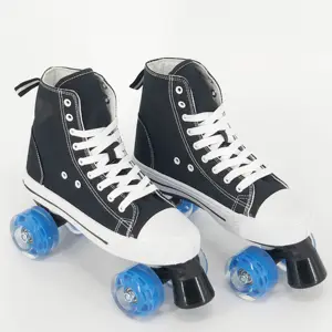 High quality hot sale fashion PU 4 wheels soft sole kids women quad roller skates