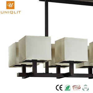 Nuevo estilo 8 E14 Hotel decoración hierro negro mate tela colgante Luz - Product Image 4