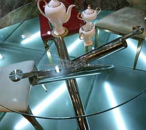 Moderno 6 plazas vidrio de acero inoxidable mesa de comedor redonda - Product Image 2