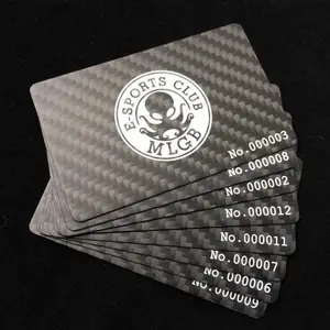 CMYK voller farbe schwarz carbon faser druck kunststoff geschenk business PVC karte mit verschiedenen zahlen