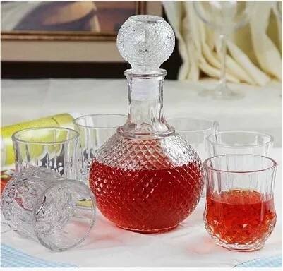 Haonai whiskey decanter set service for 5 or 7 pcs,wine decanter with glasses