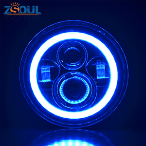 7 pulgadas ronda RGB Halo anillos Ángel ojos 50 W Jeep Wrangler LED faros con Bluetooth App Control - Product Image 1