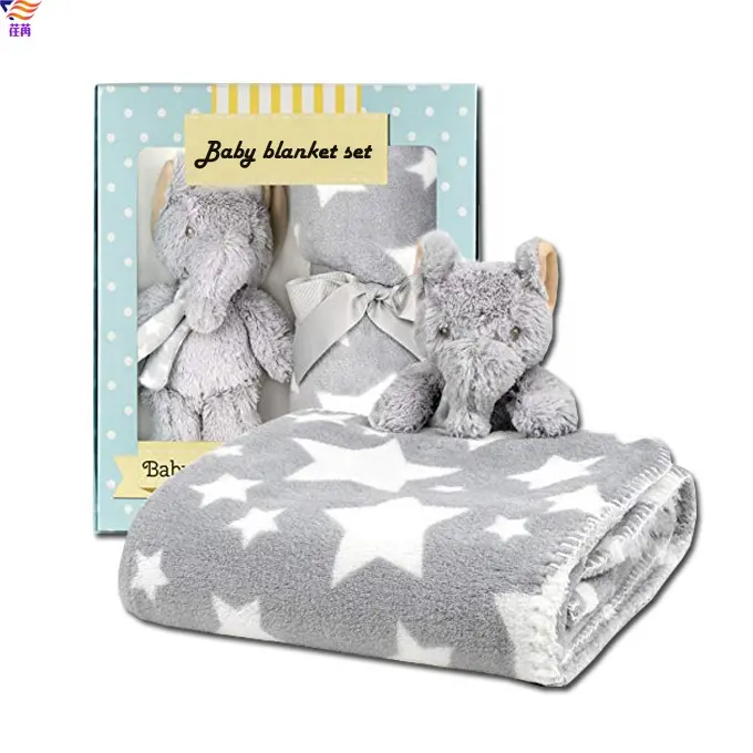 Soft Baby Plush Toy Flannel Fleece Throw Blanket Gift Set