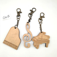 Costom Houten Music Notes sleutelhanger Houten Sleutelhanger