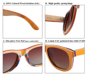 Высококачественные эко переработанные скейтборд деревянные поляризованные солнцезащитные очки плавающие на воде с логотипом на заказ деревянные солнцезащитные очки 2025 - Product Image 6