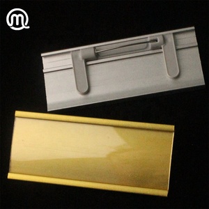 Plaque <span class=keywords><strong>de</strong></span> <span class=keywords><strong>nom</strong></span> en métal argenté et doré, en aluminium, directement <span class=keywords><strong>de</strong></span> l'usine, pour impression personnalisée avec clip <span class=keywords><strong>de</strong></span> sécurité - Product Image 1