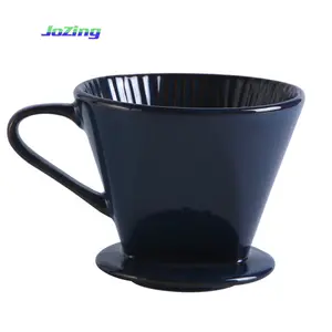 美国传统可重复使用的陶瓷咖啡过滤器单杯倒在锥形咖啡滴头