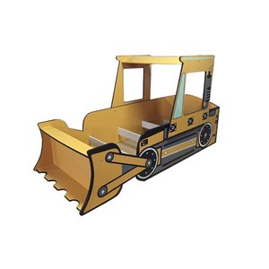 Bonita cama amarilla con diseño de excavadora para dos niños, cama para niños pequeños con colchón de 190*90CM hecho de madera para uso en el dormitorio