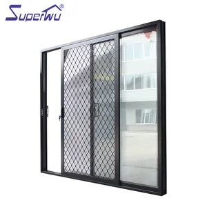 Door Sliding Door Black Aluminium Frame Sliding Door With Security Grill For Safety