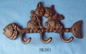 Ventes directes d'usine coulée fer métal chat crochet mural décoratif pour la décoration intérieure - Product Image 4