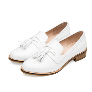 Scarpe Casual da Donna Bianche di Alta Qualità, Scarpe <span class=keywords><strong>Oxford</strong></span> in Pelle per Signore, Vendita all'Ingrosso OEM ODM - Product Image 2