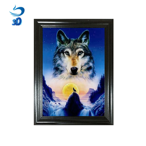 Erstaunliches 3d linsen förmiges Wolfs bild mit Rahmen heißer Verkaufs wand dekoration - Product Image 3