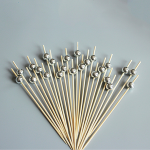 <span class=keywords><strong>Brochette</strong></span> de perles de bambou doré avec long manche Pics de fruits élégants pour cocktails et boissons - Product Image 6