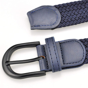 Toptan renkli <span class=keywords><strong>Polyester</strong></span> örgülü streç dokuma kemer ile Pin Oval katı siyah toka adedi: 300 - Product Image 2