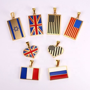 Colgante de <span class=keywords><strong>bandera</strong></span> nacional personalizada de acero inoxidable de estilo esmaltado con placa de plata/oro para Reino Unido/EE. UU./Rusia/Francia/Israel para todo el país - Product Image 2