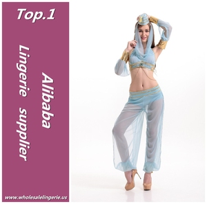 2017 New sexy light blue transparent arab tribal belly dance costume for sale