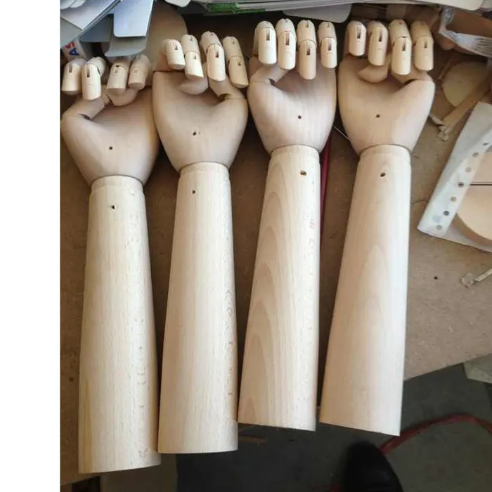 mano espositori in legno con polso lungo