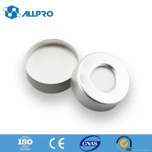 20mm crimp top aluminum caps with white PTFE/white silicone septa