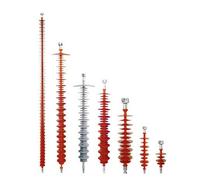 Isolateur en polymère à suspension longue tige haute tension 33 kV anti-pollution, isolateur composite en silicone résistant aux intempéries