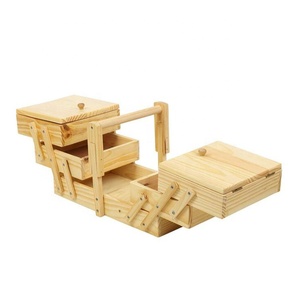 <span class=keywords><strong>Bois</strong></span> naturel Couleur 5 Mobile Tiroir <span class=keywords><strong>En</strong></span> <span class=keywords><strong>Bois</strong></span> Boîte De Rangement À Coudre - Product Image 4