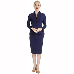 Conjunto de dos piezas de falda <span class=keywords><strong>azul</strong></span> cielo <span class=keywords><strong>para</strong></span> <span class=keywords><strong>mujer</strong></span>, <span class=keywords><strong>traje</strong></span> de negocios, elegante, Formal, adelgazante, diseño aerodinámico - Product Image 6