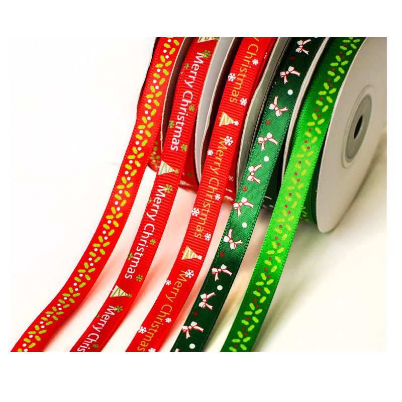 Wholesale Merry Christmas Decoration Ribbon Gift Box Flower Packing Printed Ribbon