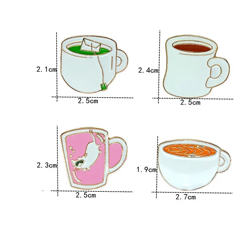 Factory Direct Sale Custom Cartoon Tea Cup Enamel Pins Funny Lapel Pin
