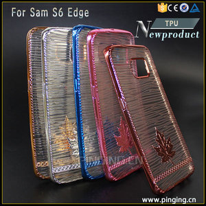 <span class=keywords><strong>El</strong></span> producto más nuevo hoja de arce galvanoplastia caso suave de tpu para samsung <span class=keywords><strong>galaxy</strong></span> S6 Borde - Product Image 1