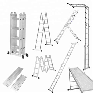 Échelle d'extension pliable en Aluminium 4x4, 1-4.75 m/4x4, avec plateforme, en argent - Product Image 2