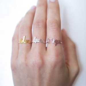 18K Gold Plated Dainty Inspirational Initial Letters 925 Sterling <strong>Silver</strong> <strong>Stack</strong> <strong>Ring</strong> - Product Image 2