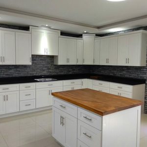 Kabinet dapur, Lemari dapur kayu padat gaya Amerika, kabinet dapur pengocok putih modern