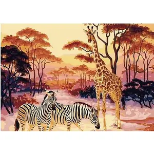 CHENISTORY DZ1507数字动物长颈鹿Diy儿童油画无框油画