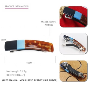 Pinces pour cheveux en acétate et cellule, Barrette rectangulaire classique pour femmes, accessoire de coiffure, à couleur mixte, 1 pièce - Product Image 2