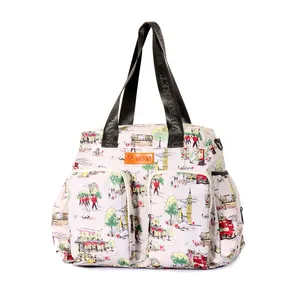 Eco-friendly custom quality fashionable polyester cheap mother tote handbag care baby diaper bag for moms