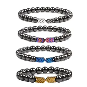 cheap men jewelry hematite bead bracelet