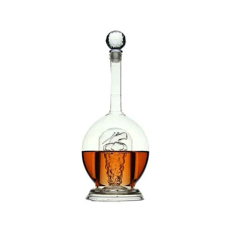 Уникальное прозрачное украшение из боросиликата, стеклянная бутылка для виски в форме винограда