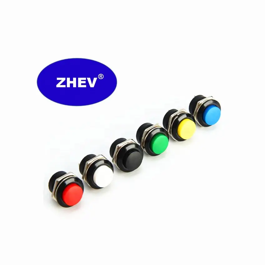 Zhev interruptor de botão pequeno de abertura normal, com cabeça colorida PB-02