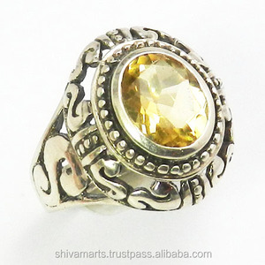 แหวนพลอยสีเหลืองซิทรีนทำมือดีไซน์สวย925ทึบสีเงินสเตอร์ลิงเครื่องประดับอัญมณีสีเหลืองซิทรินอันสวยงาม - Product Image 2