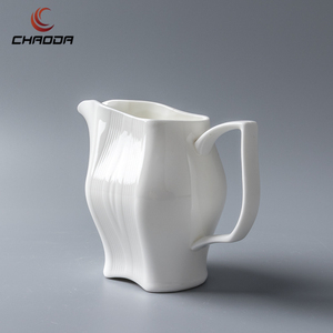 10Oz 300Ml Gốm Nhà Hàng Bộ Đồ Ăn Sứ Sáng Tạo Trắng Sữa Nồi Trắng Sữa Bình Bình Bình Với Xử Lý Biểu Tượng Tùy Chỉnh - Product Image 2