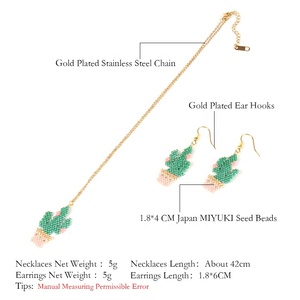 graine perle cactus cactus tissé ensemble de bijoux de <span class=keywords><strong>collier</strong></span> boucles d'oreilles bracelets mexicains bohème tendance - Product Image 6