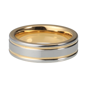 Anello nuziale con finitura opaca spazzolata da 8mm classico e alla moda carburo di tungsteno con taglio ovale in oro diamantato e placcato in oro rosa - Product Image 4
