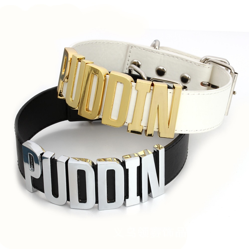Collare Girocollo In Pelle PU Con Fibbia – Personalizzabile Con Nome (es. Puddin) – Stile Gotico Biker, Regalo Donna