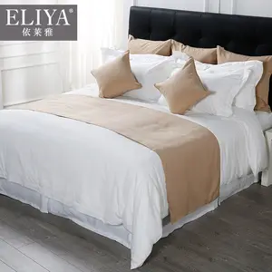 Natural cheap bed sheet set 100 cotton deep hotel linen india