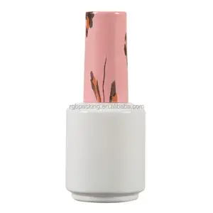 Wholesale 15Ml Round White Uv Coated Bottle Gel Nail Polish Bottles With Pink Decal Cap And Brush