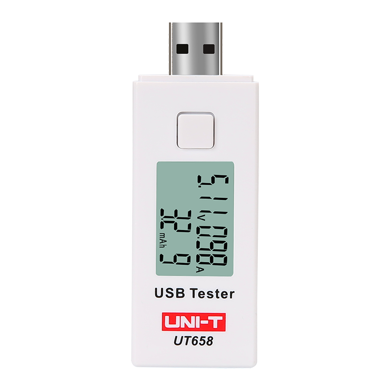 USB-тестер UNI-T UT658B, вольтметр, амперметр, цифровой ЖК-монитор напряжения, измеритель емкости, 9 В, 3 а, с подсветкой