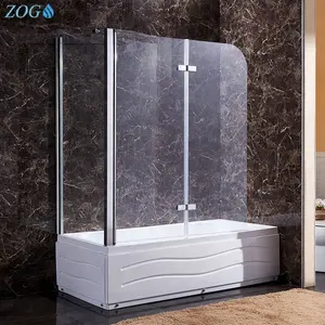 140x100cm Modern Simple Clear Glass Folding Shower Screen Bath Screen With Pivot Hinges